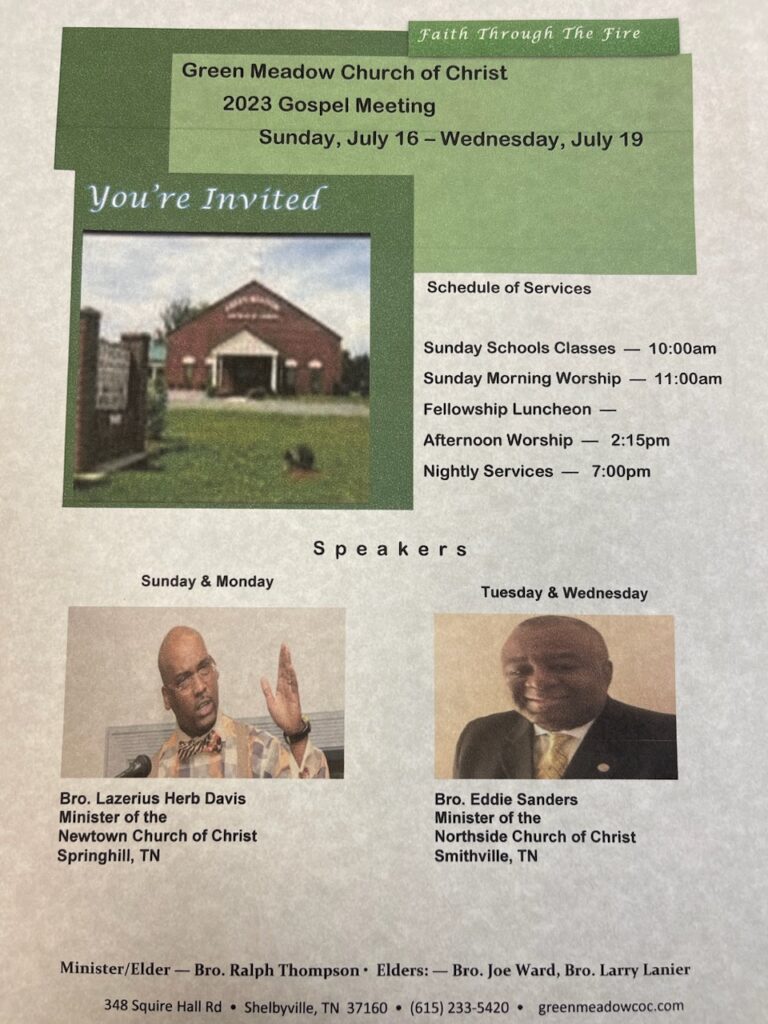 Green Meadow Church of Christ Main Home 3 Green Meadow Church of Christ